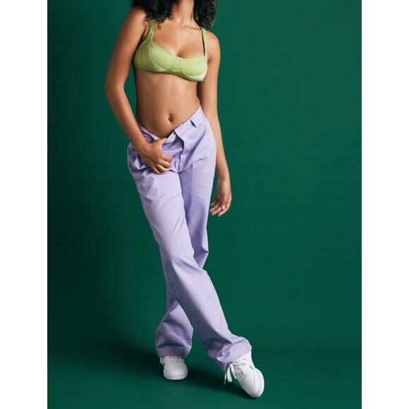 Amelie Teje Purple Lavender Logo WideLeg Long Cargo Pant Size Small - Picture 5 of 12